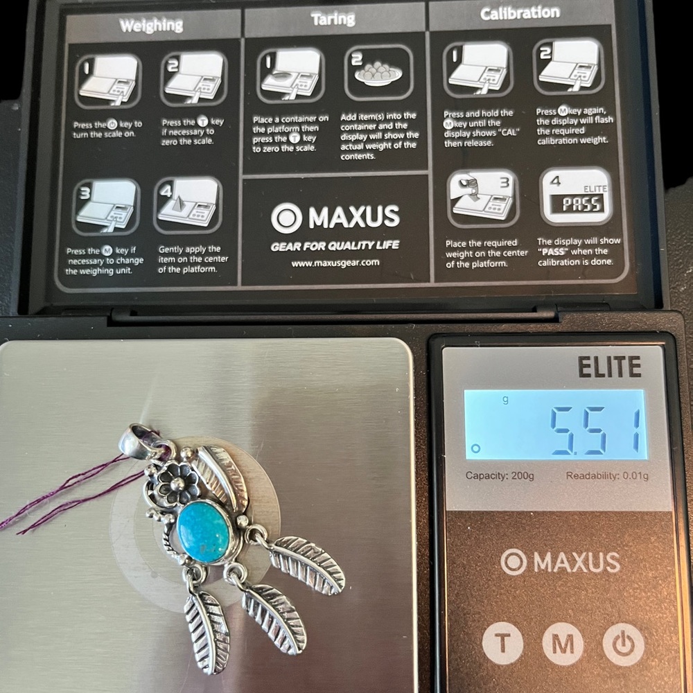 Sterling Silver Southwestern Blue Turquoise Pendant - Picture 7 of 10